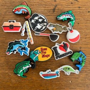 Bass Pro Shops Fishing Croc Charms/Jibbitz New Set Of 14